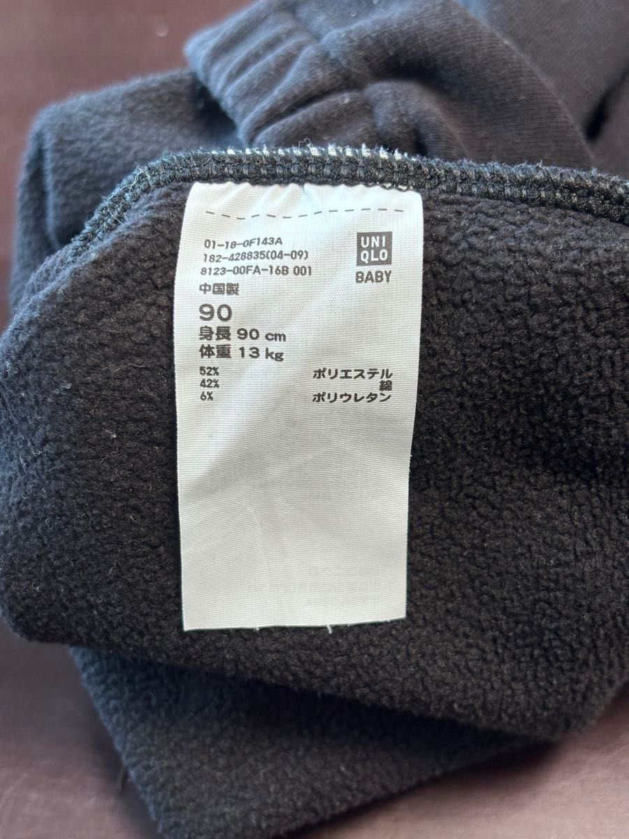 90cm ユニクロ レギンス（レギュラーフィット・10分丈） スウェットパンツ ブラック　UNIQLO