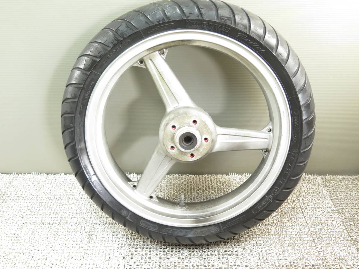 ゼファーｘ カイ [ZR400C] 純正フロントホイール フロントタイヤ　F1372 J17 ×3.00 ジャンク品　カワサキ KR50331_画像6