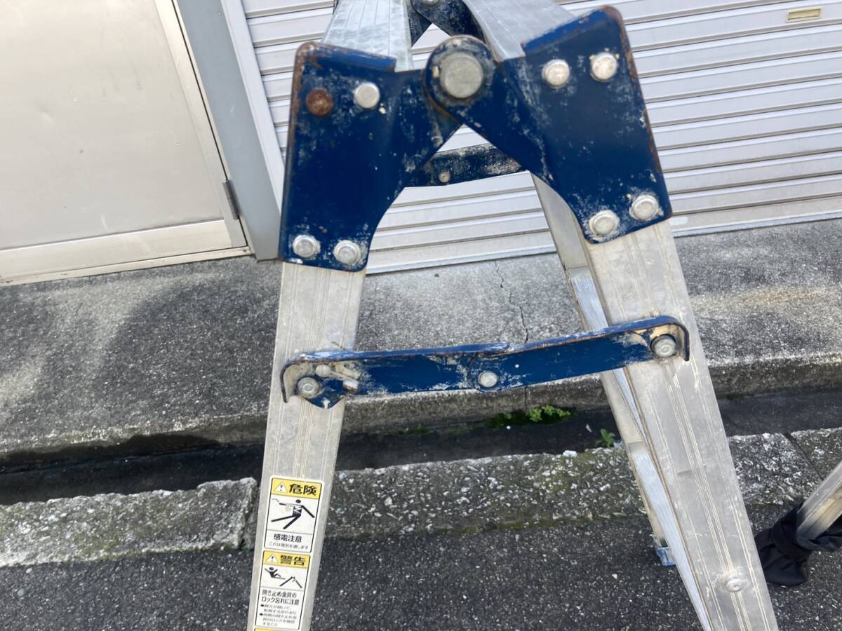 [ used ] Osaka pickup welcome Alinco pika ladder combined use stepladder XPRS-90 K-90 3 step 2 pcs. set withstand load 100. aluminium .. light work for [KTC2F105
