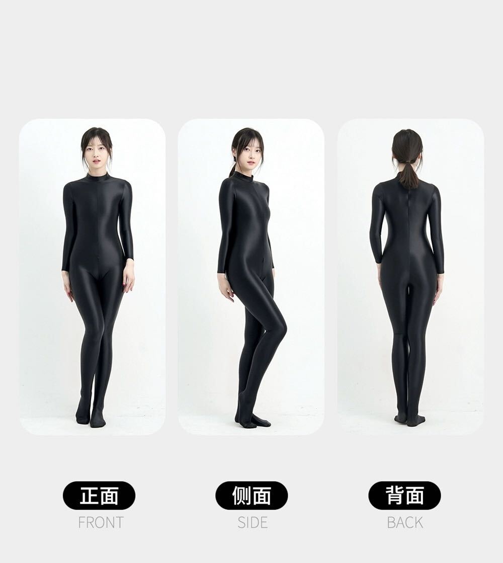 MJINM ハイネック全身タイツ ファスナー付き 光沢 つるつる MJINM ハイネック全身タイツ ファスナー付き 光沢 つるつる
