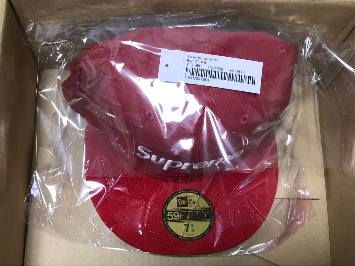 7 3/4 新品 国内正規 Supreme Sharpie Box Logo New Era Red シュプリーム ニューエラ