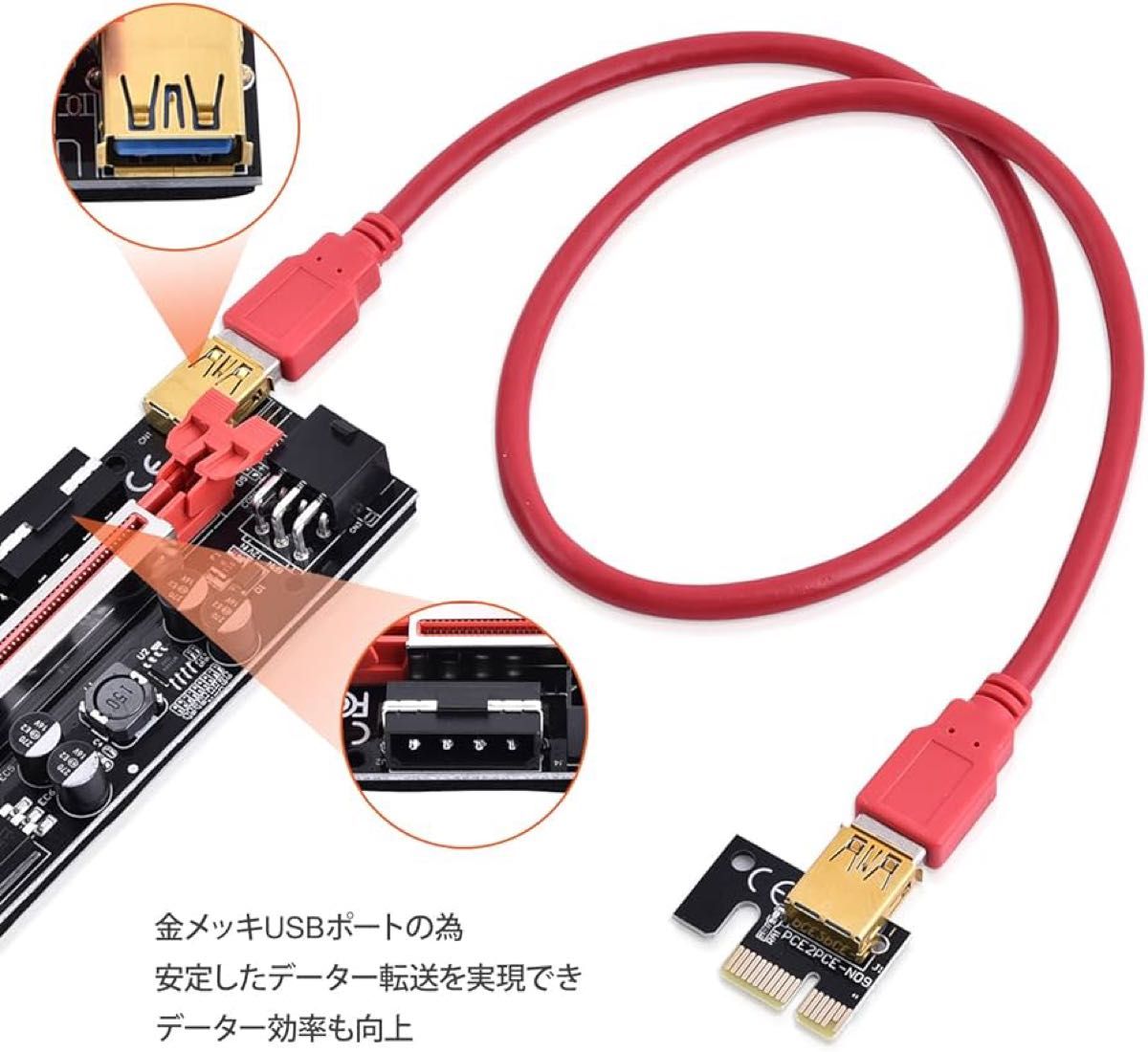 ライザーカード PCIE USB 変換 ビットコインマイニング用