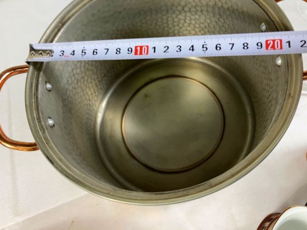 ◆FX127 銅製品 まとめ しゃぶしゃぶ鍋、グラス、カップ 等 約6.6kg　工芸　工芸品　銅製　食器　調理器具　キッチン◆T_画像7