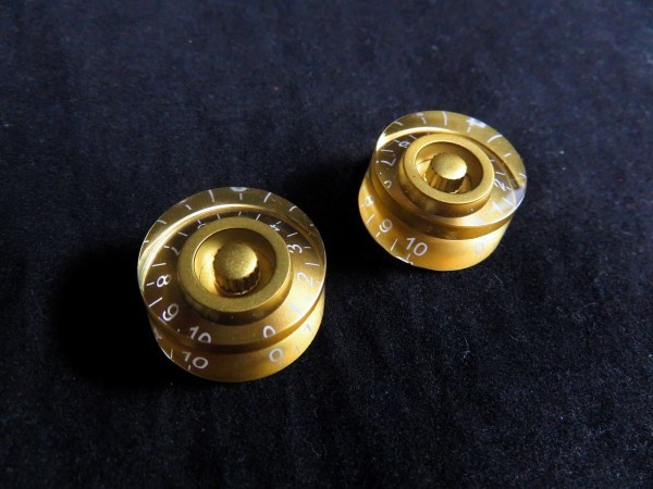 ★Speed knob／スピードノブ Gold/ゴールド/金色◆コントロール・ノブ ４個SET ミリサイズ／Gibson レスポールなどに_画像2