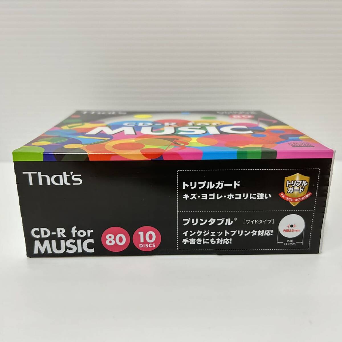 貴重【未開封】太陽誘電製 That's CD-R音楽用 24倍速80分 ワイドプリンタブル インデックスカード付 5mmPケース10枚入 CDRA80WWY10STの画像5