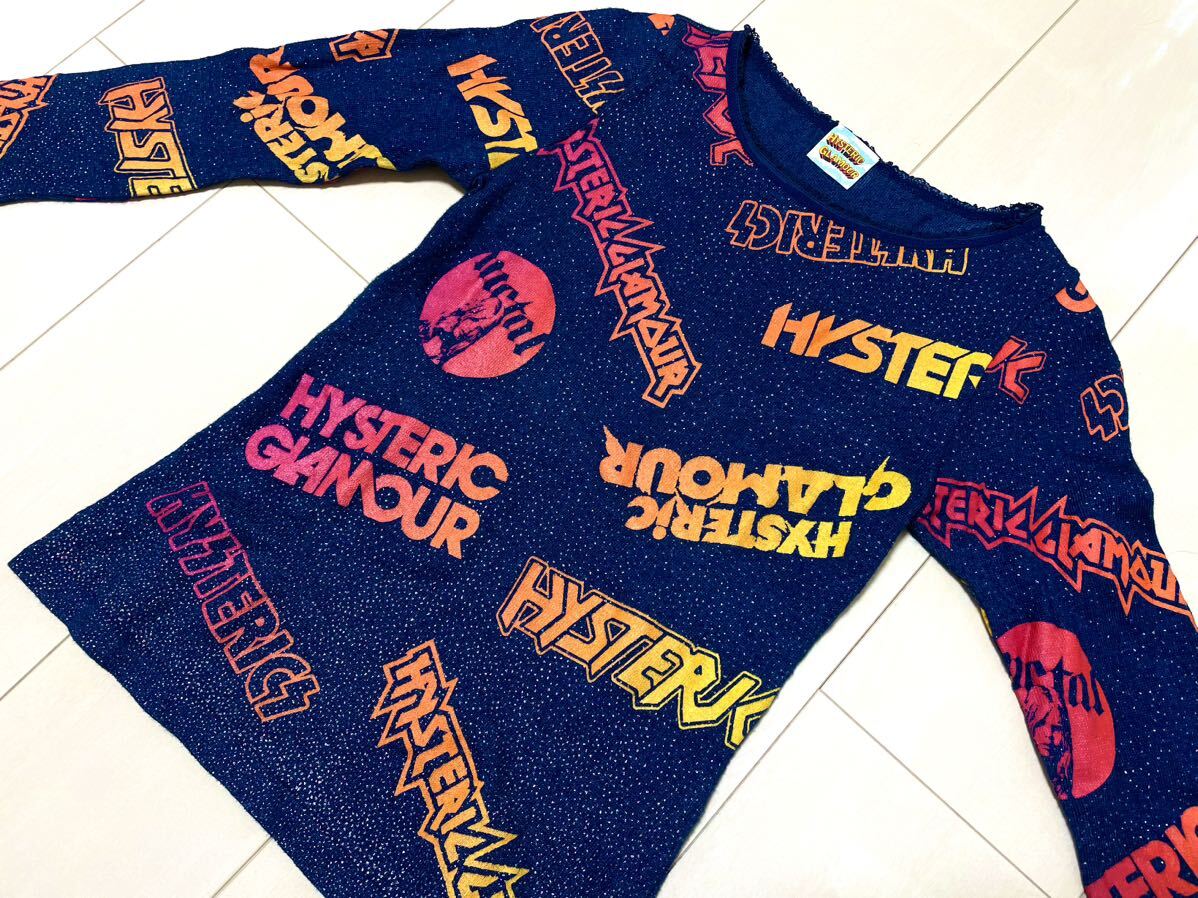 80s 90s 初期　HYSTERIC GLAMOUR ヒステリックグラマー　総柄　ロンＴ　ラメ ロゴ　ガール 美品 レア　希少　ヴィンテージ　NO39890 _画像3