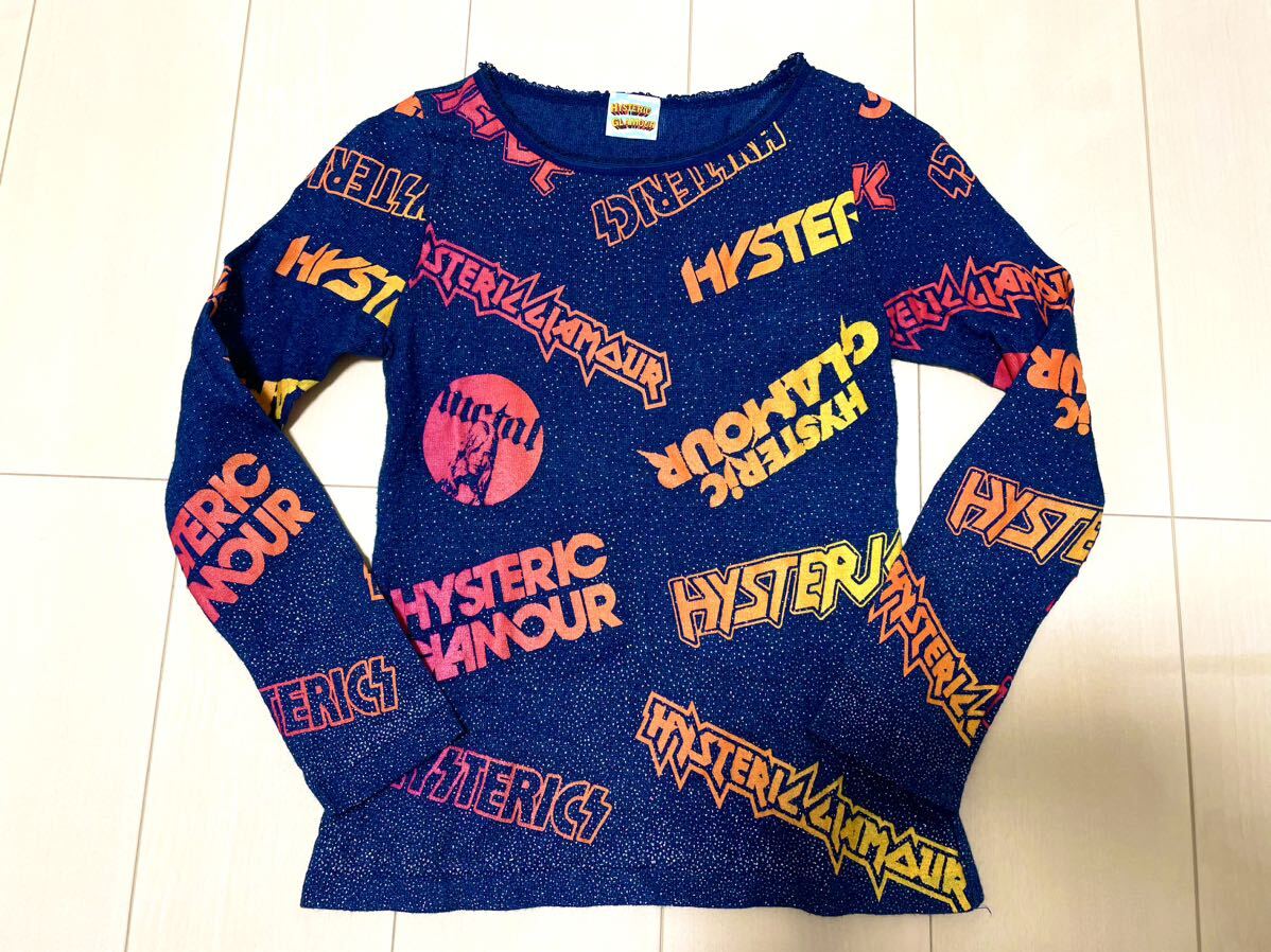 80s 90s 初期　HYSTERIC GLAMOUR ヒステリックグラマー　総柄　ロンＴ　ラメ ロゴ　ガール 美品 レア　希少　ヴィンテージ　NO39890 _画像1