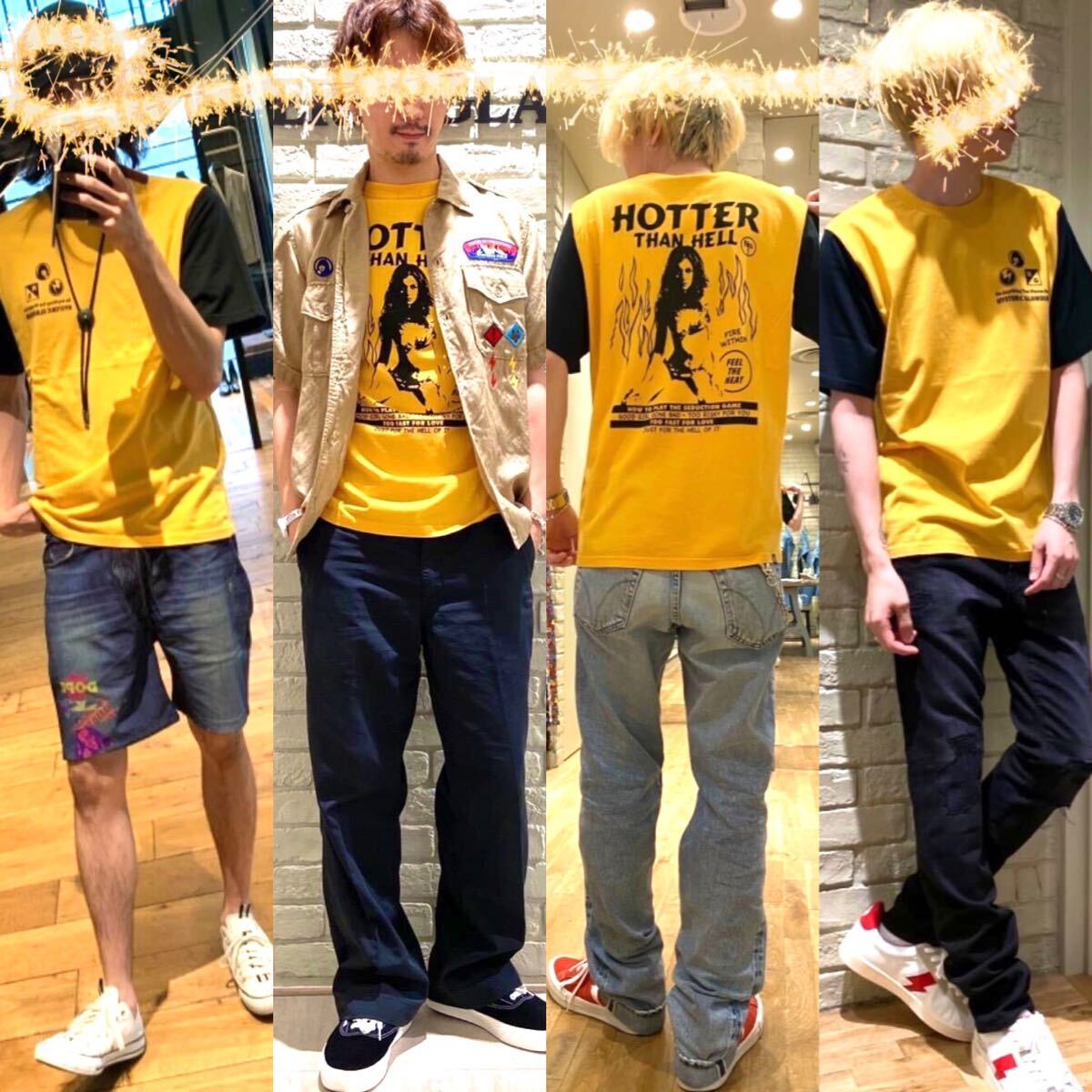 HYSTERIC GLAMOUR ヒステリックグラマー 　HOTTER THAN HELL Tシャツ 切り替え セクシーガール　Ｔシャツ NO.40050_画像10