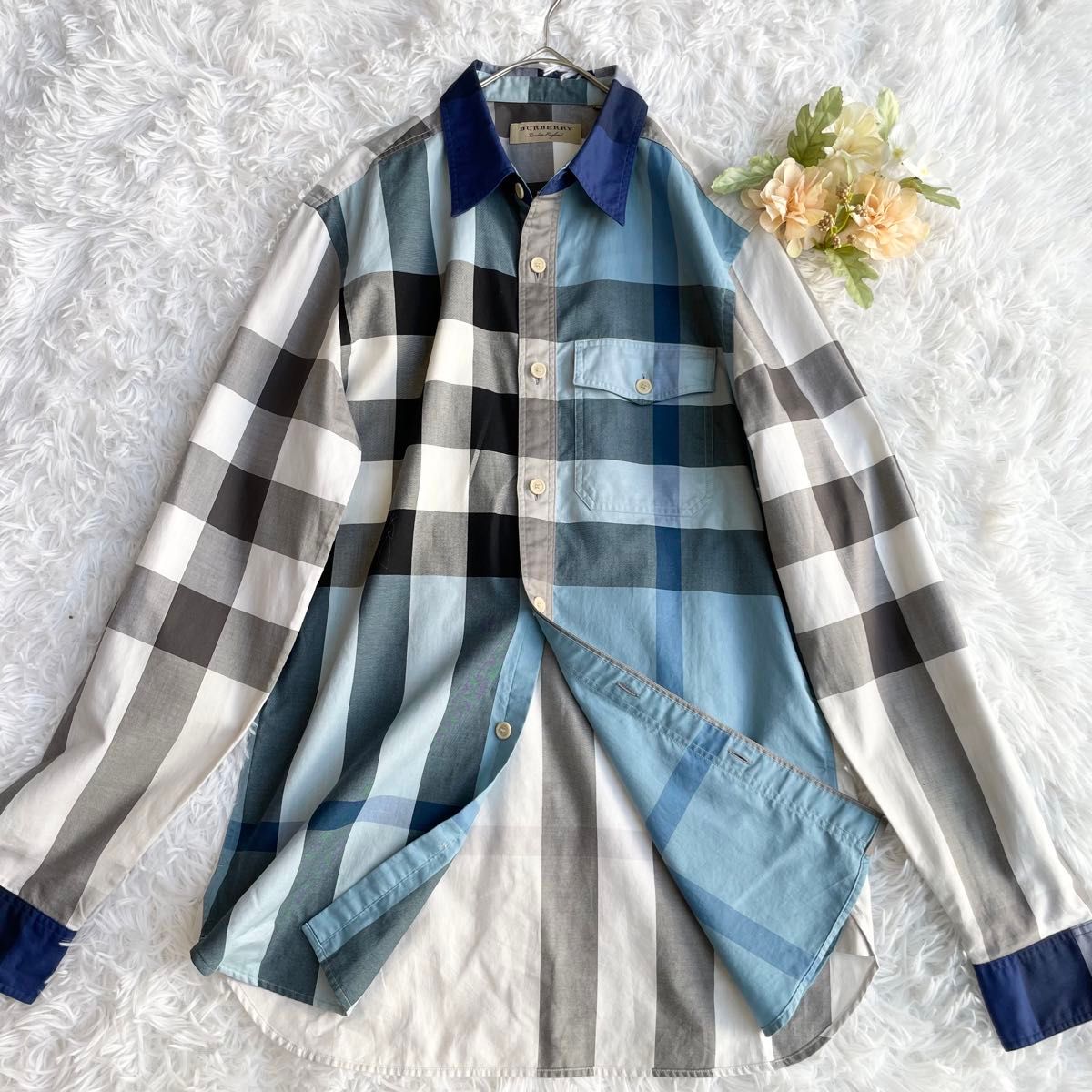 【美品】BURBERRY LONDON ENGLAND バーバリー　ロンドンイングランド　メガチェック　長袖　シャツ　