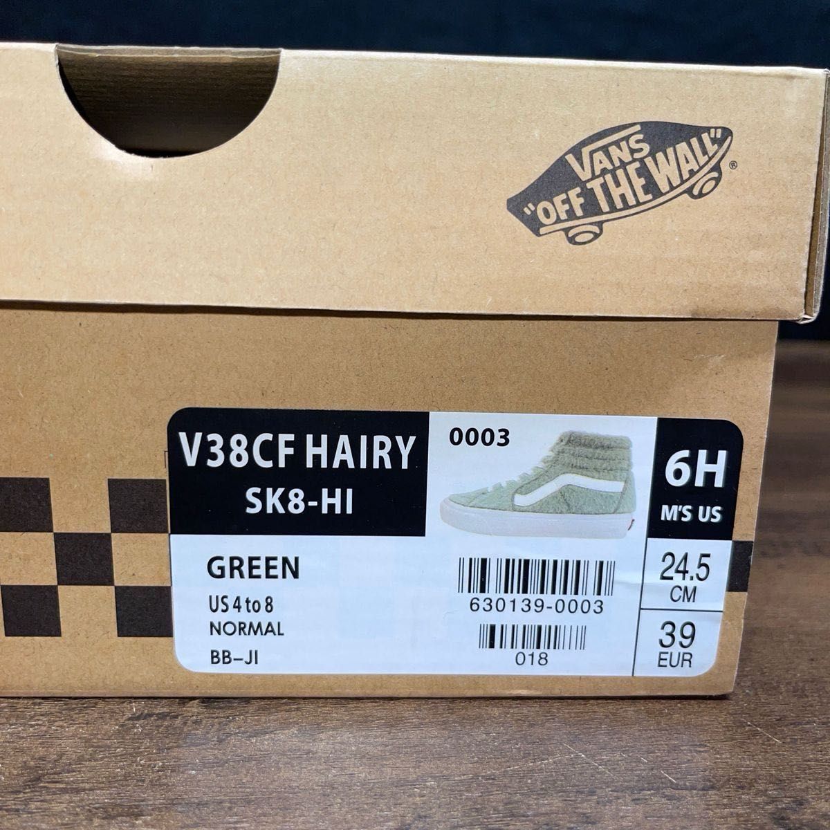 VANS バンズ スニーカー SK8-HI GREEN V38CF HAIRY    スケートハイ 　新品未使用！