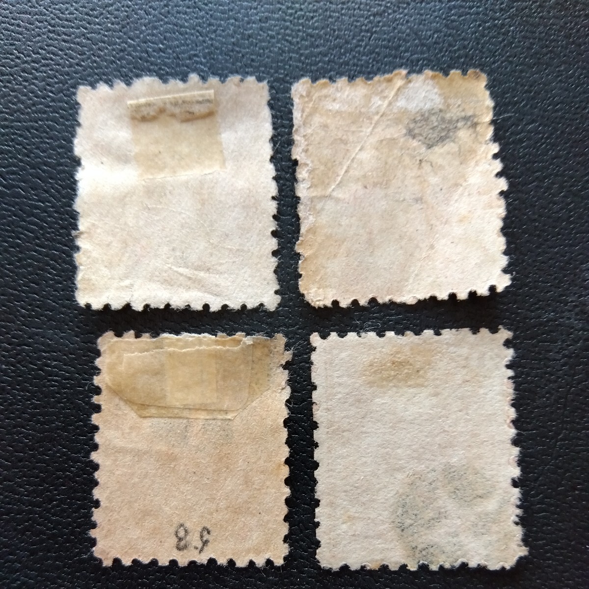 旧小判切1銭色々なボタ印あります。使用済み切手4枚です。_画像2