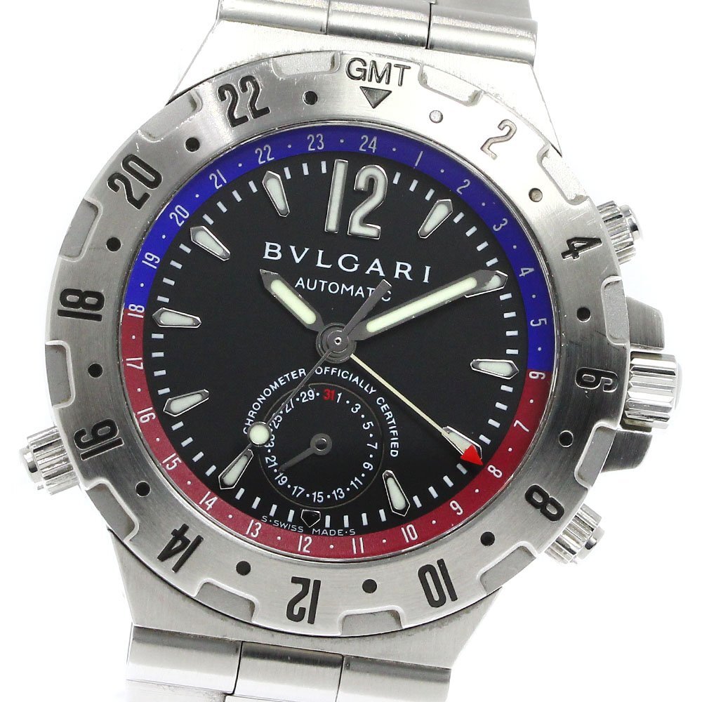 ブルガリ BVLGARI GMT40S ディアゴノ GMT 自動巻き メンズ 箱・保証書付き_807583