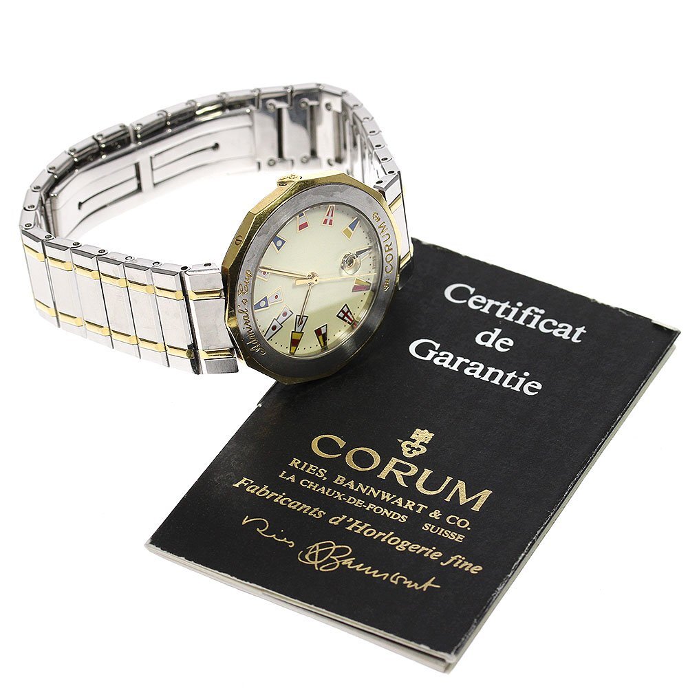  Corum CORUM 99.810.21 V-52 Admiral z cup YG combination Date quartz men's written guarantee attaching ._803669