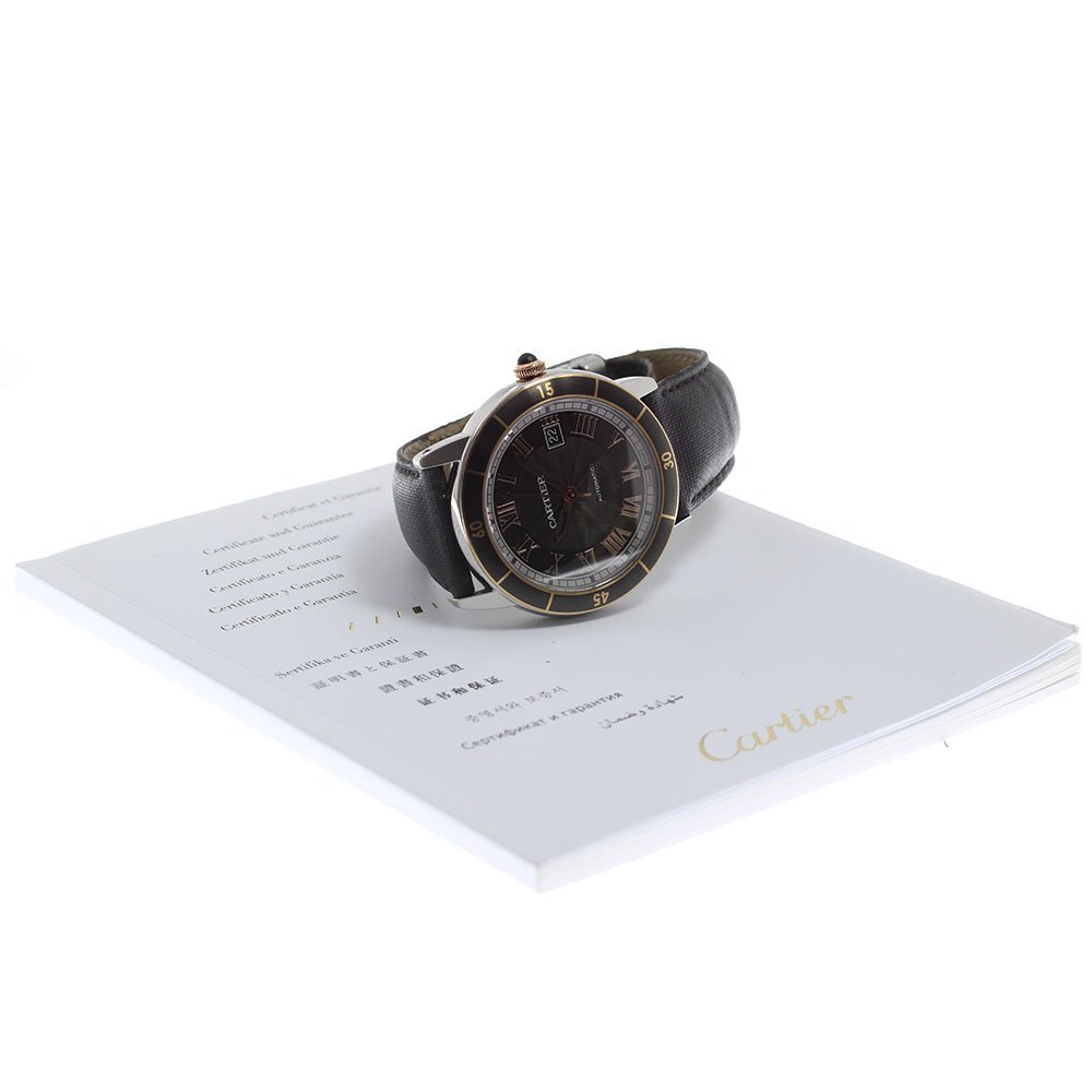  Cartier CARTIER W2RN0005 black wajie-ru Date self-winding watch men's written guarantee attaching ._805072