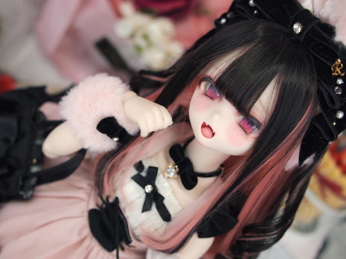 【ぐるぐる】DDH-10 SW肌 ドルフィードリーム MDD Dollfie Dream カスタムヘッド + 碁石アイ2種 + 舌パーツ パテ盛り ※小難あり_画像7