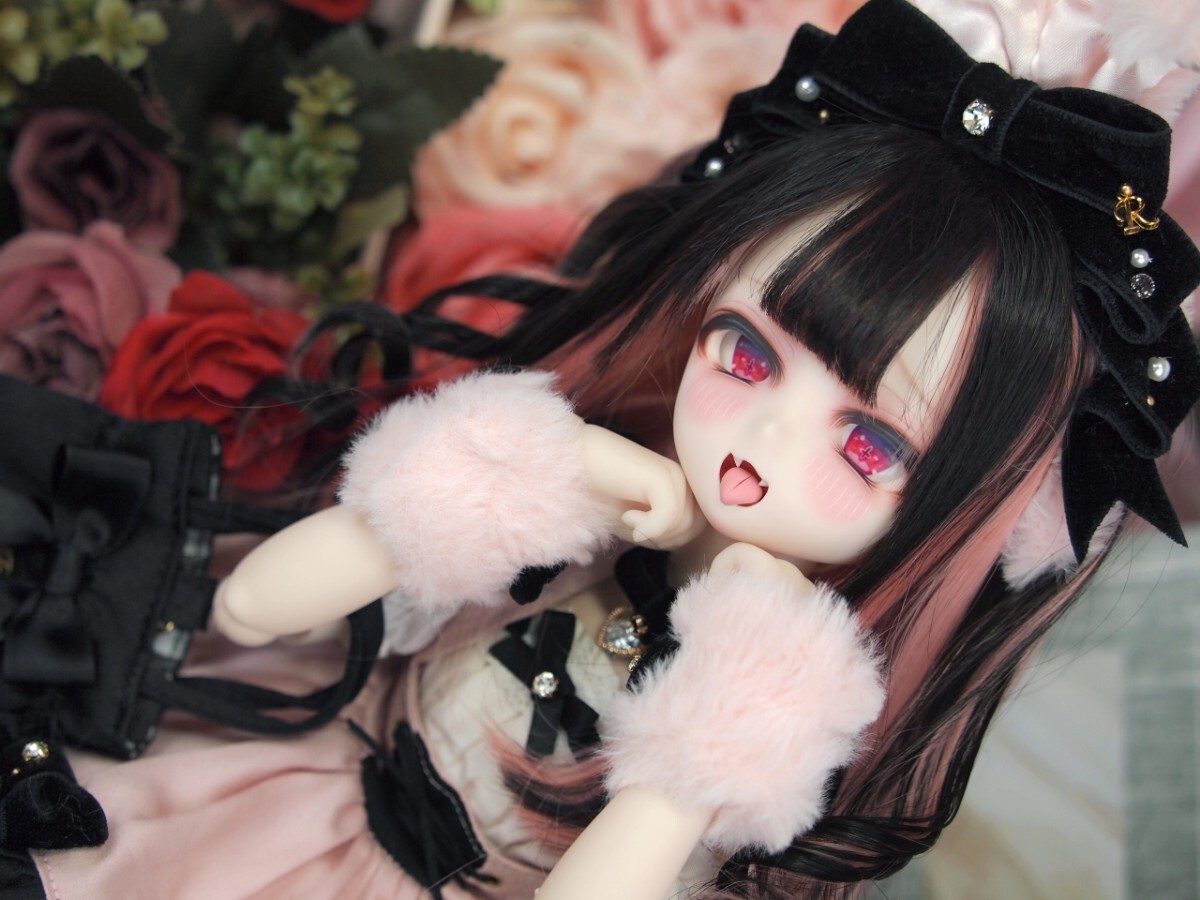 【ぐるぐる】DDH-10 SW肌 ドルフィードリーム MDD Dollfie Dream カスタムヘッド + 碁石アイ2種 + 舌パーツ パテ盛り ※小難あり_画像5