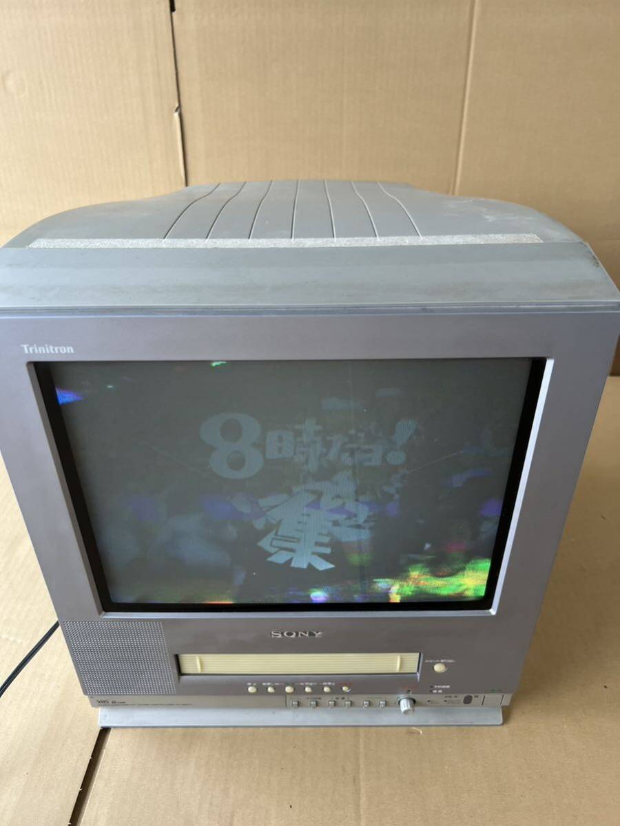 中古 SONY ソニー トリニトロン カラービデオテレビ KV-14MVF2 ブラウン管テレビデオ 2001年製 14 型 VHS 動作OK レトロの画像2