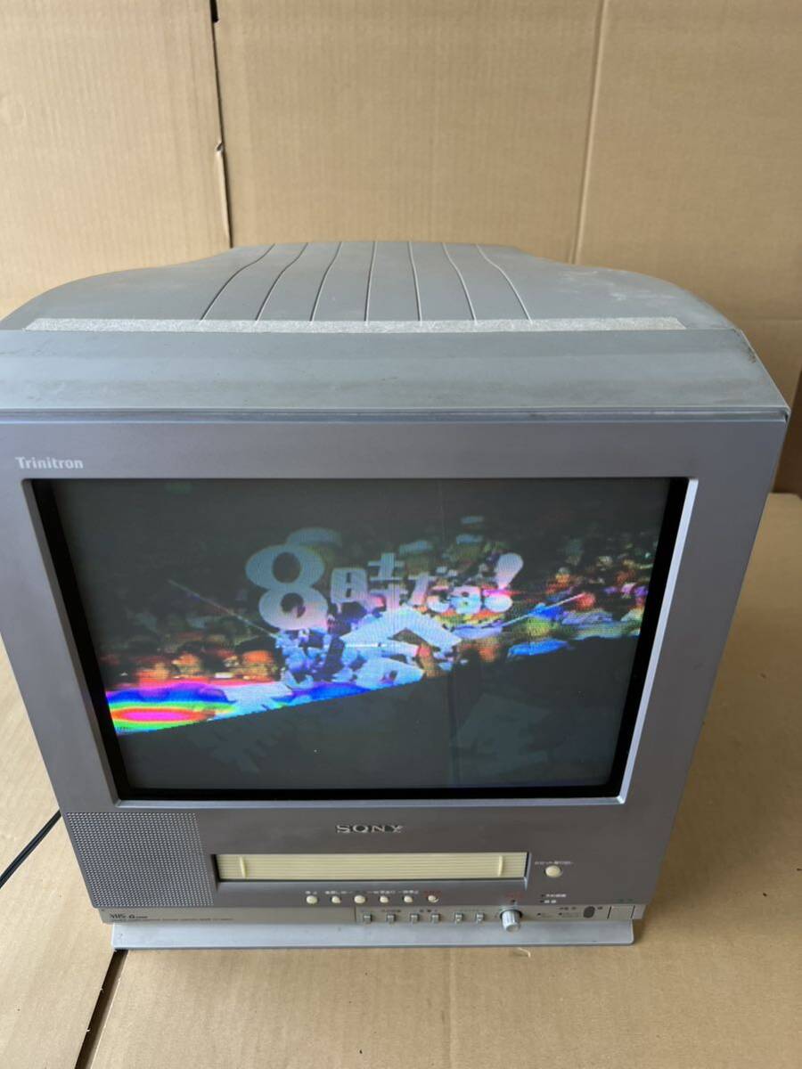 中古 SONY ソニー トリニトロン カラービデオテレビ KV-14MVF2 ブラウン管テレビデオ 2001年製 14 型 VHS 動作OK レトロの画像1