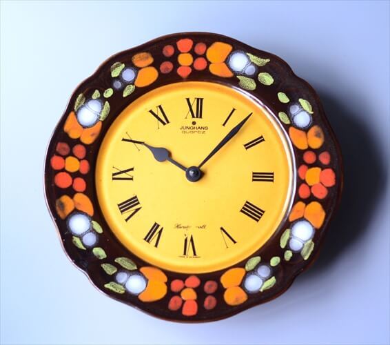 ドイツ製 Junghans アートのような陶器の壁時計 電池式 壁掛け時計 ユンハンス セラミック アンティーク ig3837_画像1