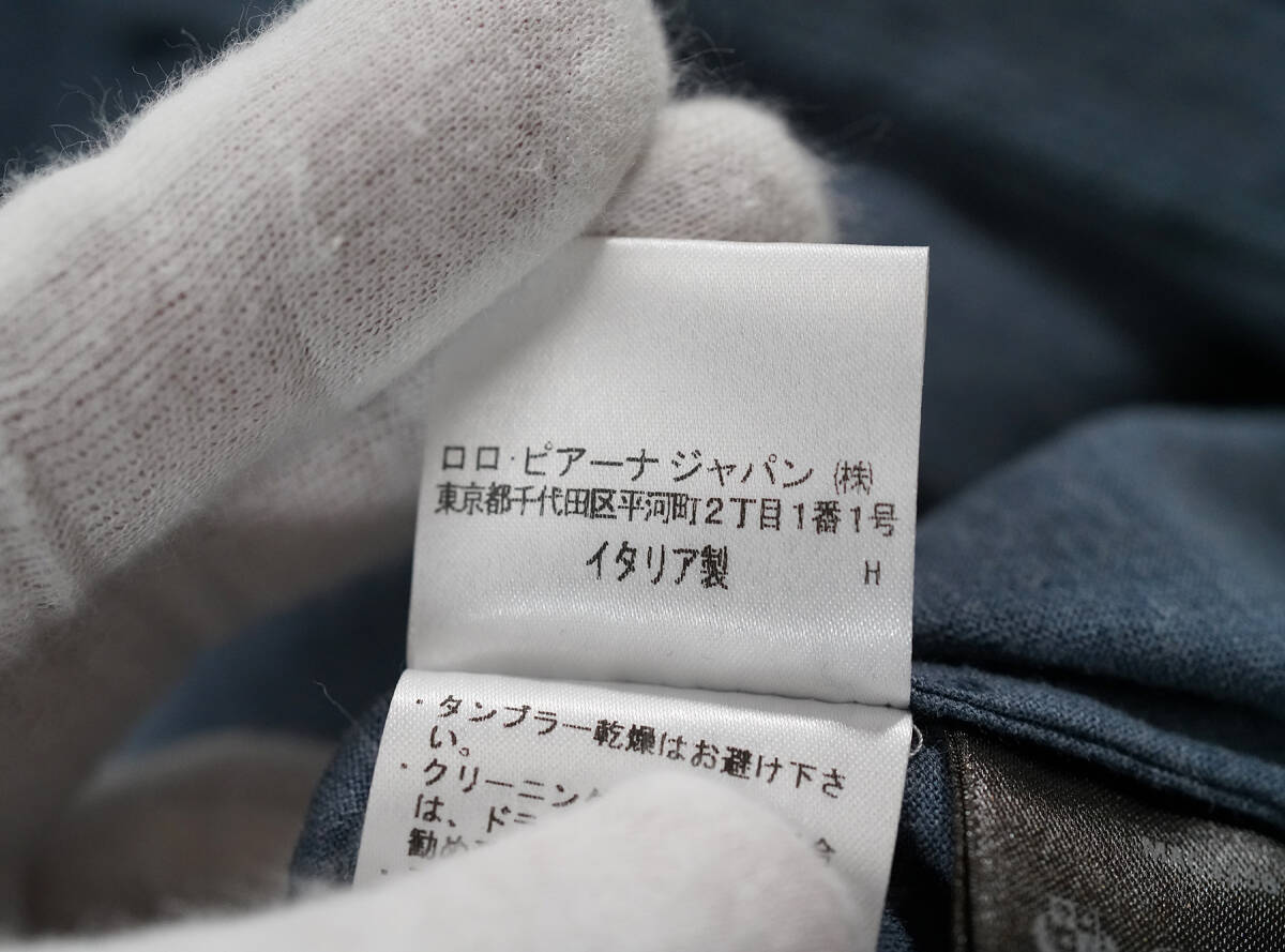 「 イタリア製 Loro Piana ポケット Tシャツ コットン 高級 」ロロピアーナ 半袖 Lサイズ ブルー_画像9