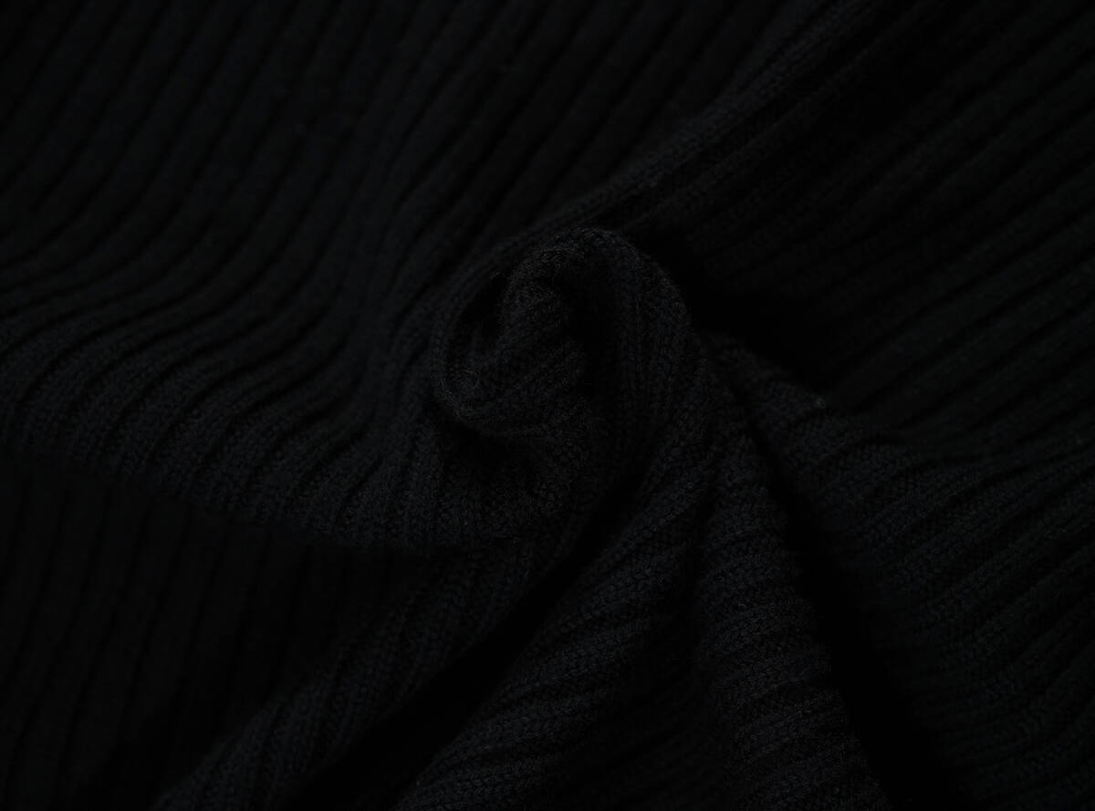 「 90s 00s イタリア製 EMPORIO ARMANI ネックジップ ニット セーター リブ編み メリノウール ブラック 」アルマーニ 48サイズ メンズ_画像7