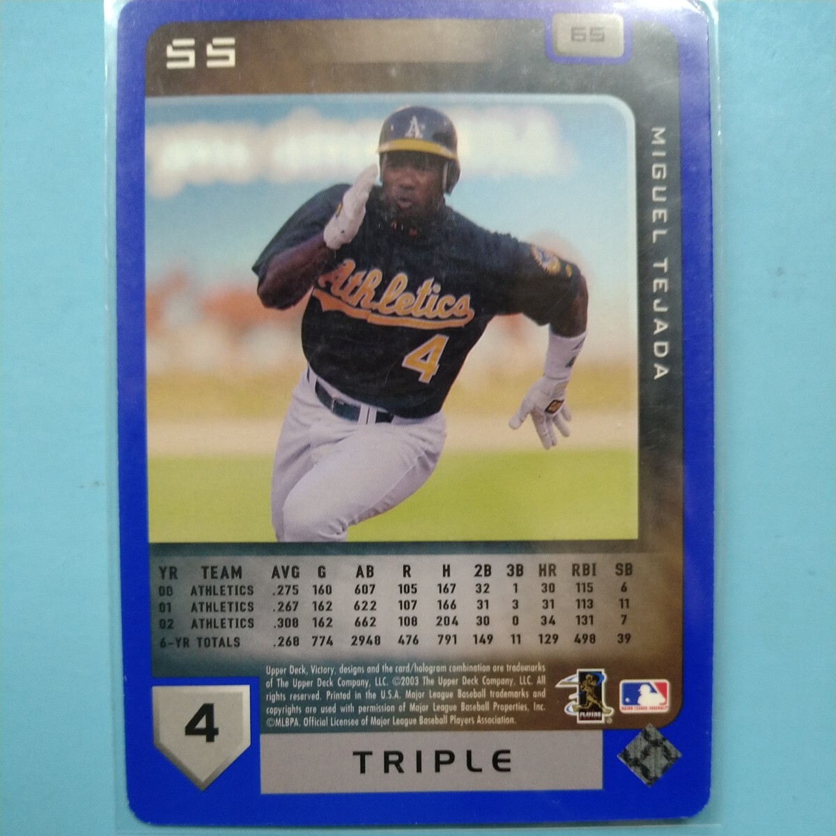 2003 UPPER DECK VICTORY MIGUEL TEJADA ミゲル・テハダ　600枚限定パラレル　Oアスレチックス_画像1