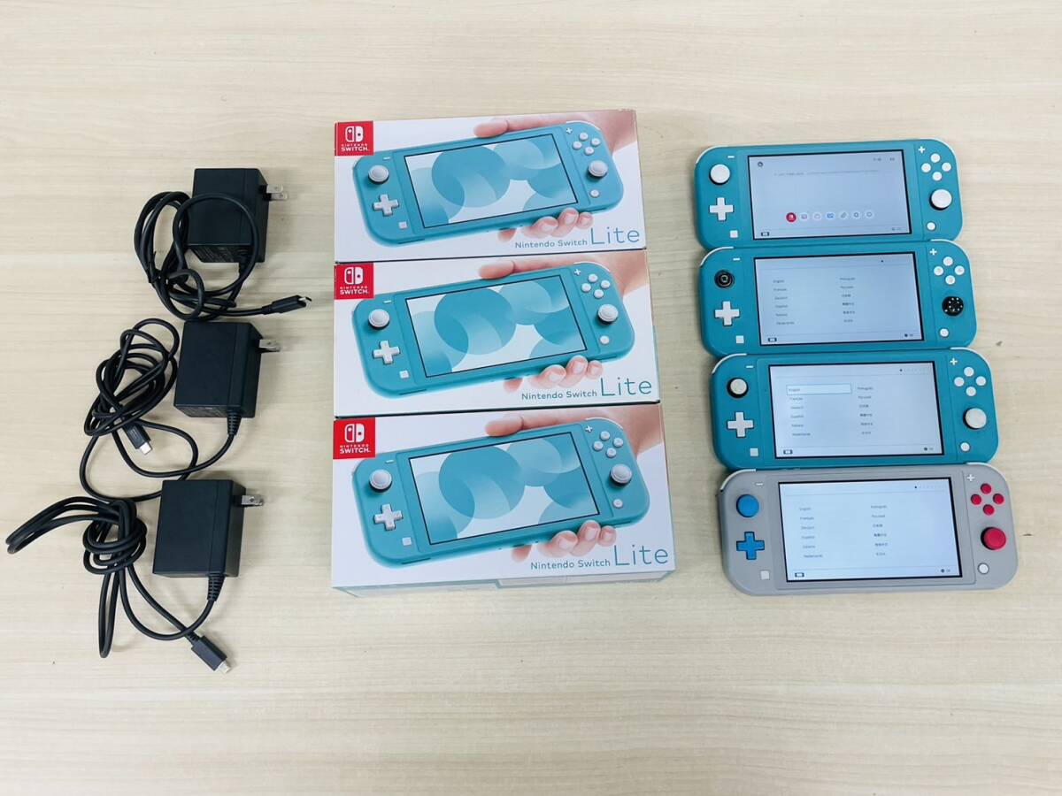 Nintendo Switch Lite ニンテンドー スイッチライト 箱付き 3台 箱なし 1台 まとめ売り 通電確認済み ターコイズ ザシアン ザマゼンタ A-18_画像1