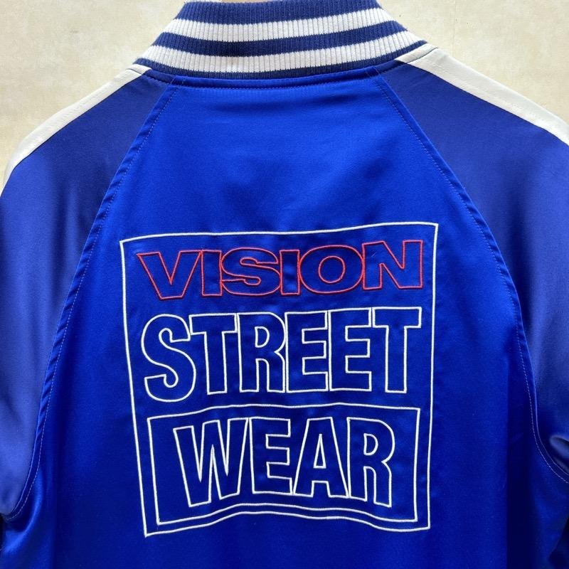 ヴィジョン ロゴ 刺繍 ナイロン サテン スカジャン ジャケット、上着 ジャケット、上着 M 青 / ブルー X 白 / ホワイト_画像2