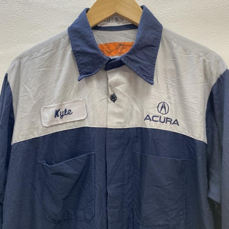 レッドキャップ REDKAP 90's 90年代 ワークシャツ ACURA 企業ロゴ ワッペン 襟芯 vintage ヴィンテージ古着 L L ロゴ、文字 X 刺繍_画像2
