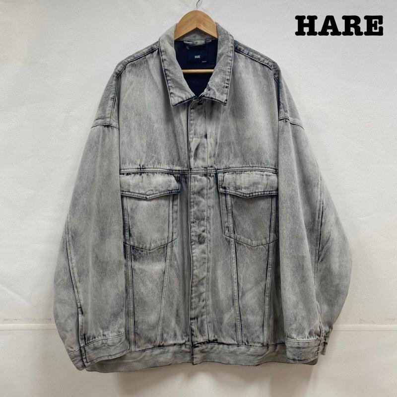 ハレ HARE デニムジャケット Gジャン ブリーチ加工 オーバーサイズ HA030140TR M ジャケット、上着 ジャケット、上着 M 灰 / グレーの画像1