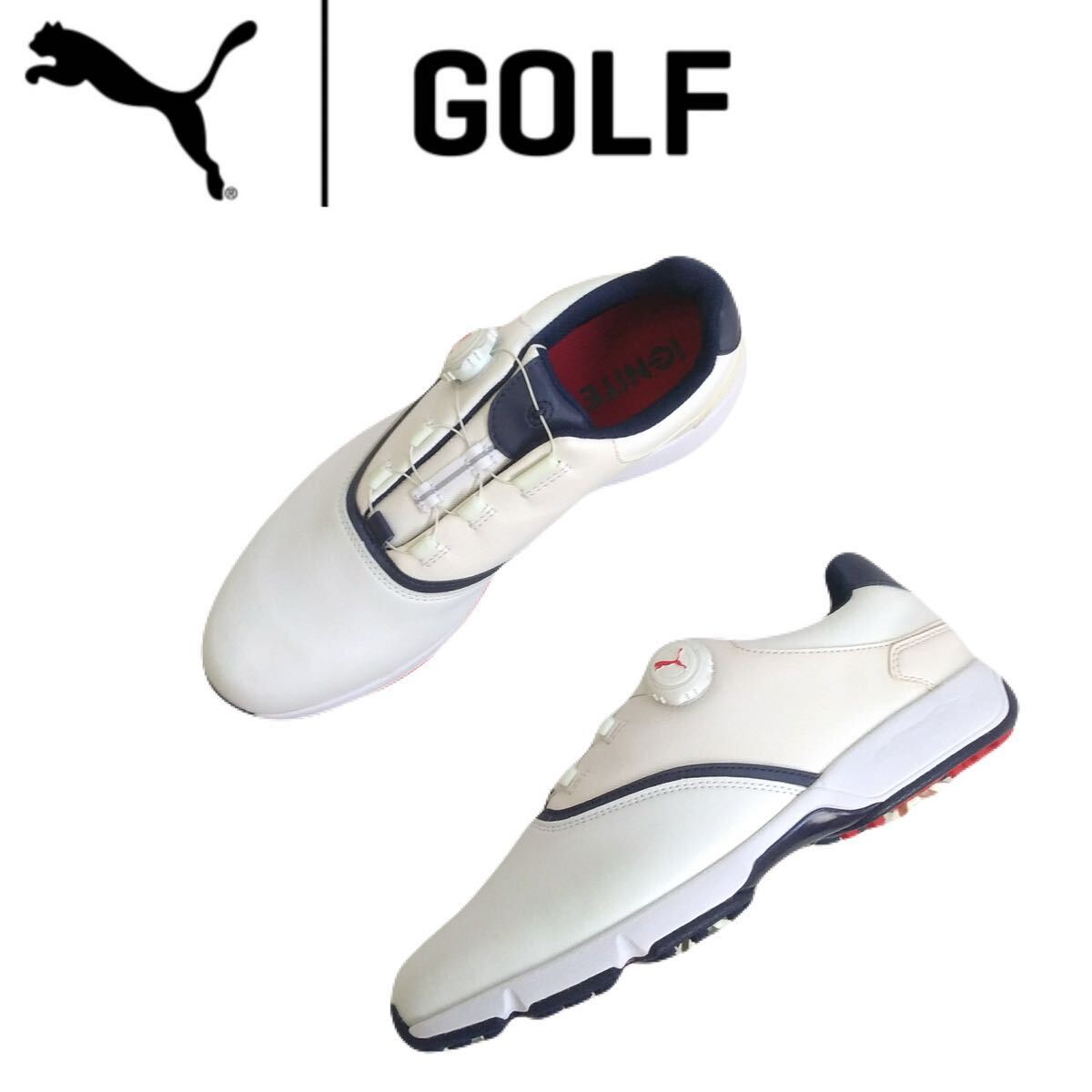 新品未使用 極上の履き心地 PUMA GOLF IGNITE ボア ゴルフシューズ ゴルフスパイク メンズ 26.5cm プーマ ゴルフウェア イグナイト 2403220の画像1