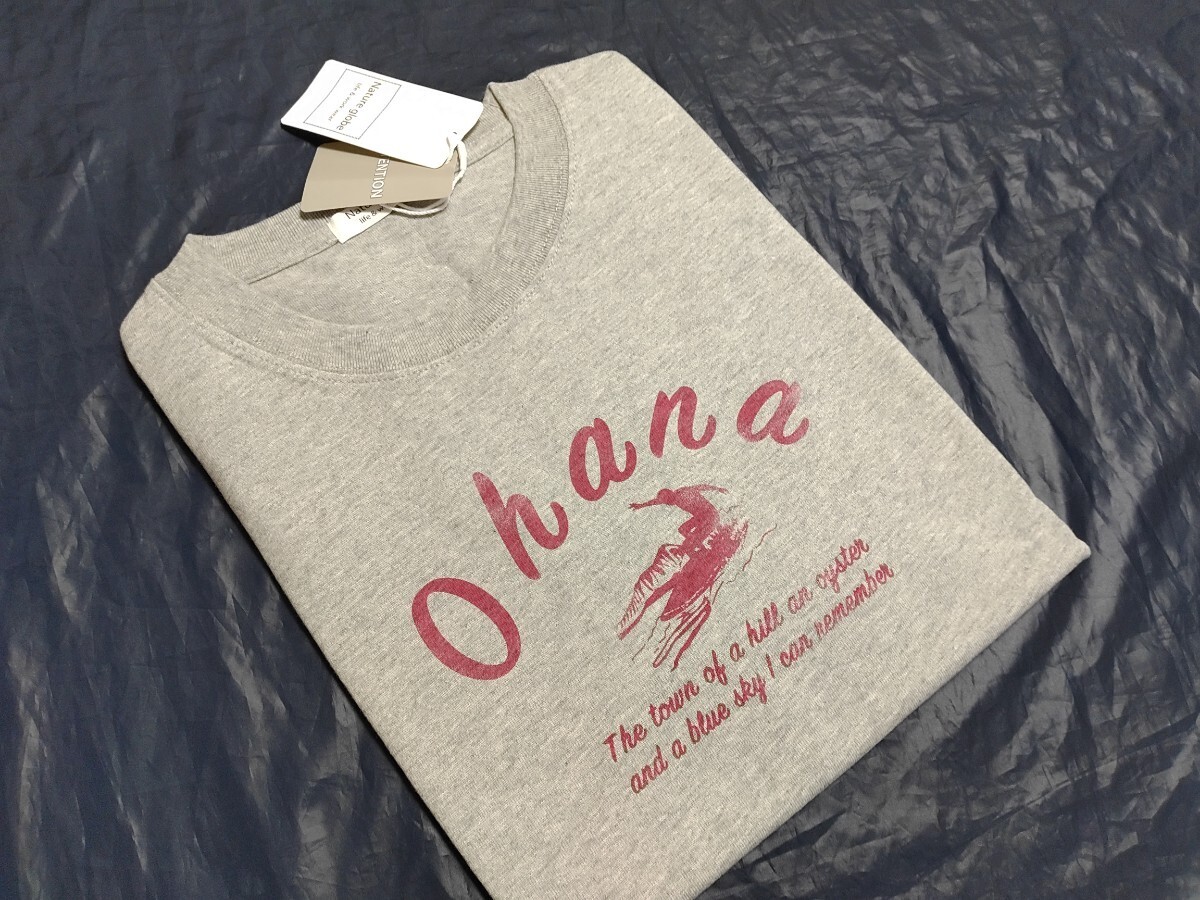 LL寸・半袖新品／ohanaプリントTシャツ●杢グレー_画像1