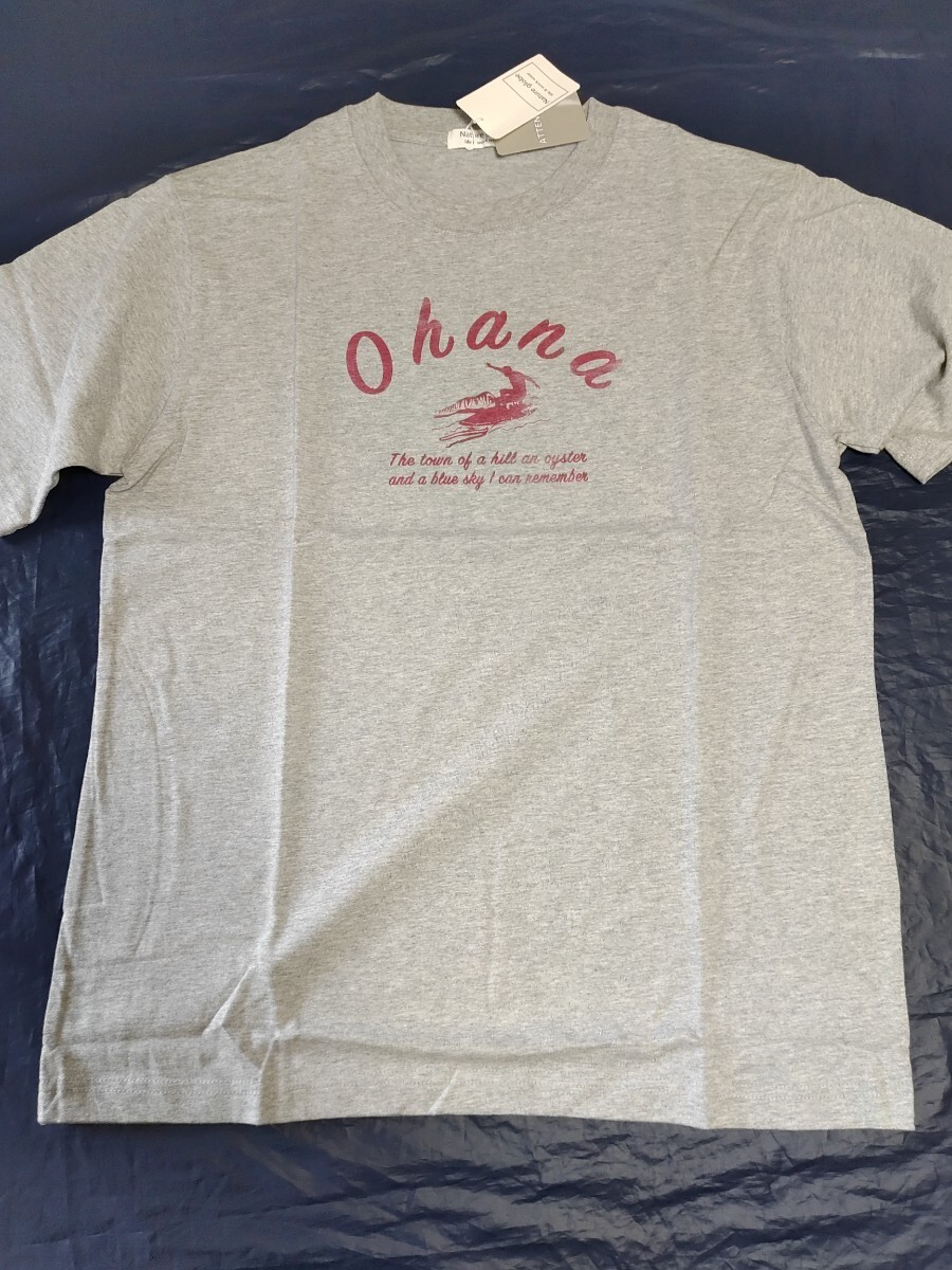 Ｌ寸・半袖新品／ohanaプリントTシャツ●杢グレー_画像3