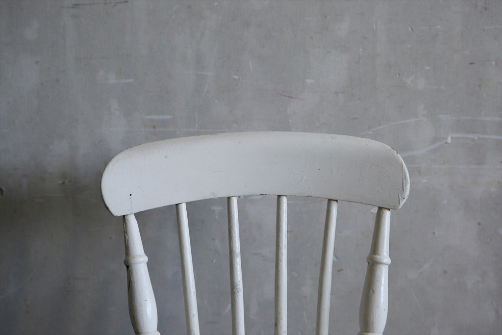  Британия античный * старый дерево кухня стул c/ из дерева обеденный стул / модный стул / белый цвет белый / магазин инвентарь / дисплей шт. / Англия Vintage мебель 
