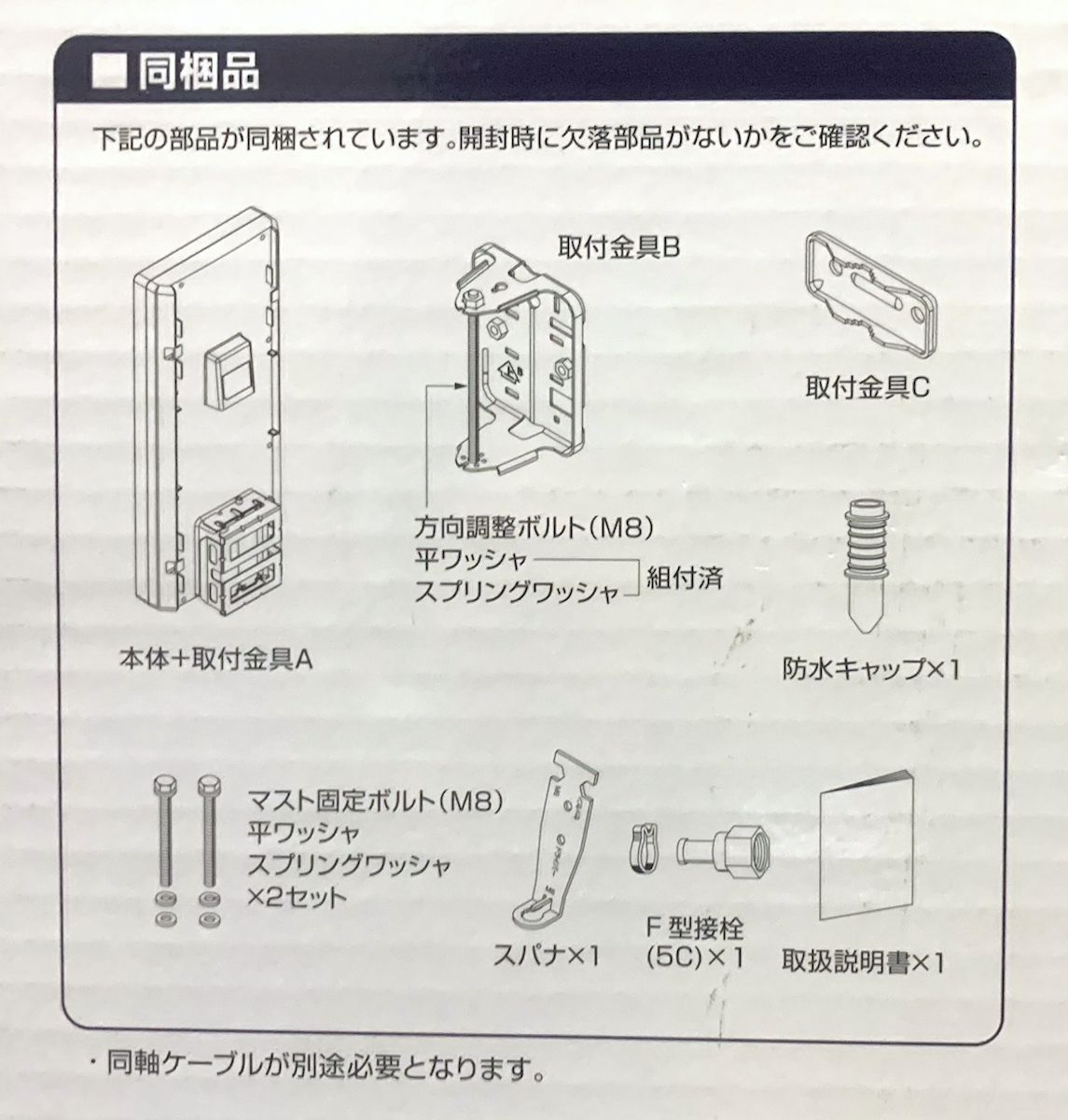 「未使用　保管品　日本アンテナ　屋外用地デジアンテナ　UDF105」弱・中・強電界地域向け　取り付け金具付