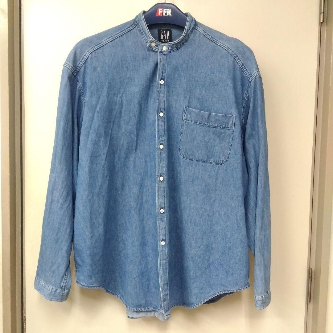 【XL】GAP DENIM ギャップ デニム シャツ 襟なし シャツ マオカラー