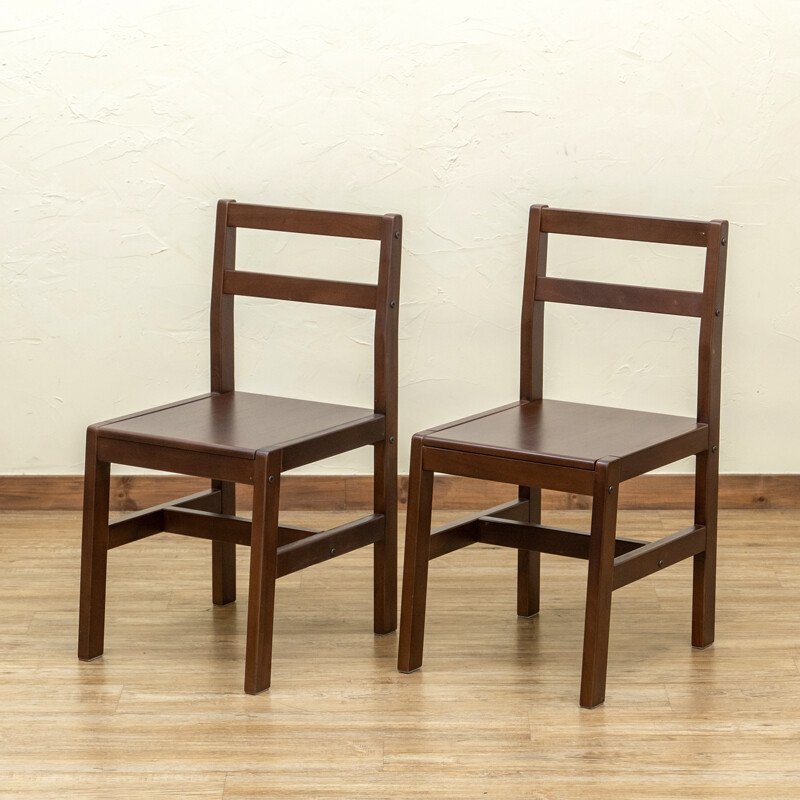 新品 未使用 木製 椅子 2脚セット ダイニングチェア ダイニングチェアー 天然木 いす イス 食卓 ダークブラウン色