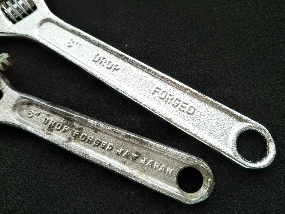 ●送料無料 年代物 モンキーレンチ (2本) 200mm( 8'') 150mm( 6'') ANGLE WRENCH モンキレンチ アングルレンチ 〓 ロブスター等も出品中 〓の画像6