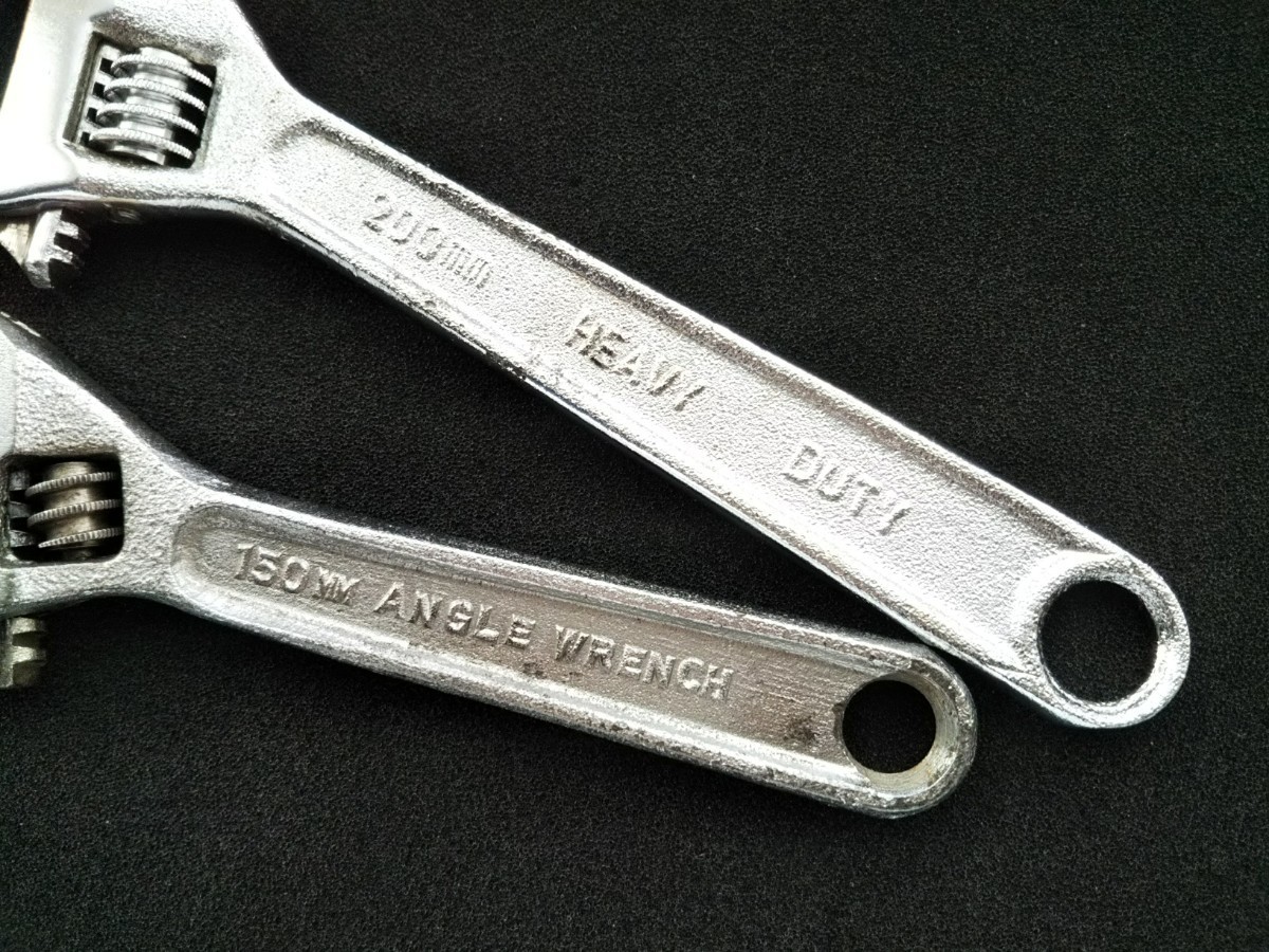 ●送料無料 年代物 モンキーレンチ (2本) 200mm( 8'') 150mm( 6'') ANGLE WRENCH モンキレンチ アングルレンチ 〓 ロブスター等も出品中 〓の画像3