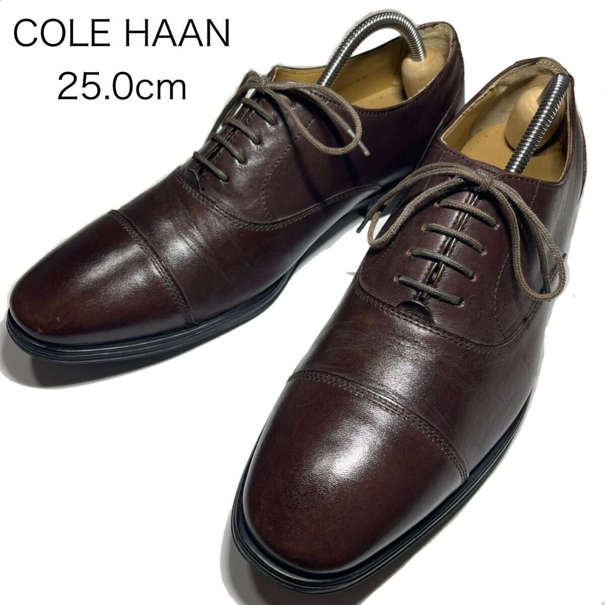【コールハーン】 COLE HAAN / 25.0cm / こげ茶 / ダークブラウン / 美品 / ストレートチップ / 内羽根式 / 革靴 / ビジネスシューズの画像1