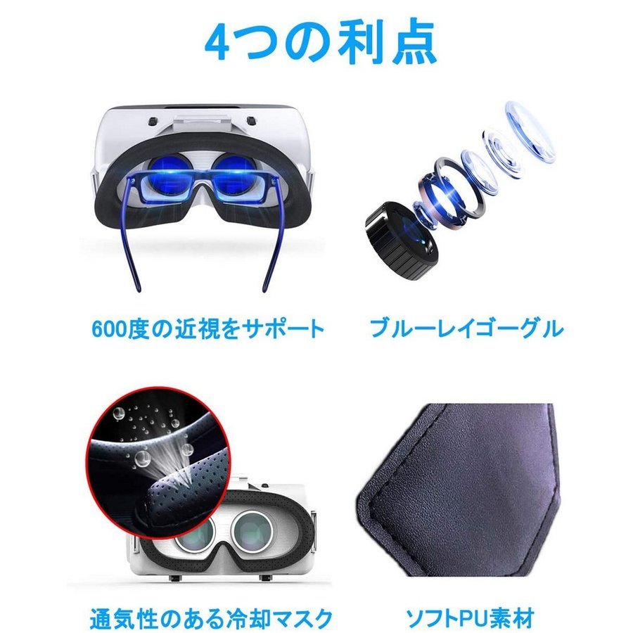 3D VRゴーグル VRコントローラー付き ホワイトの画像6