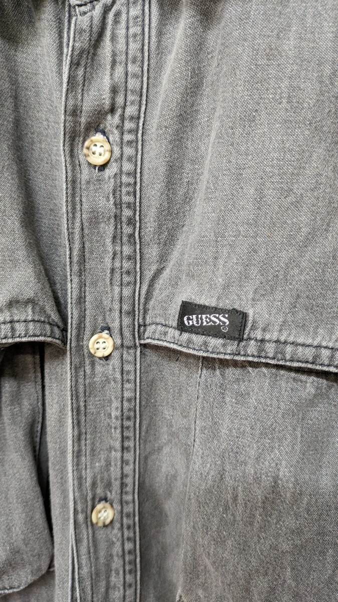 ビンテージ Guess GuessJeans USA製 シャツ コットンシャツ ブラック ゲスジーンズ 90's 古着 ゲスジーンズ アメリカ製 長袖シャツ_画像3