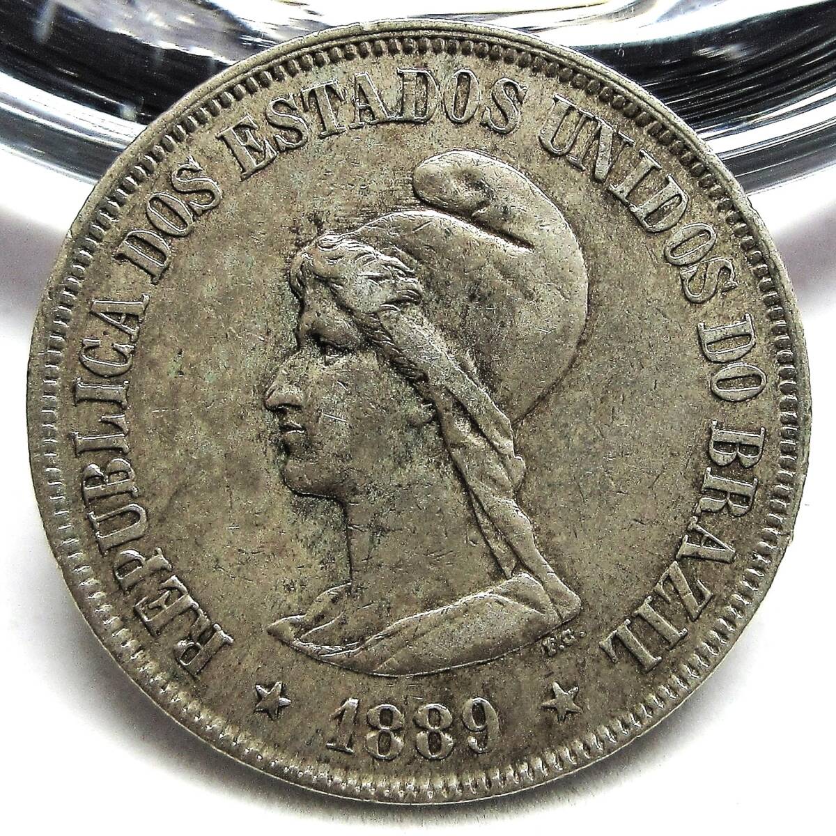 ブラジル 500レイス銀貨 1889年 25.23mm 6.34g KM#494の画像1