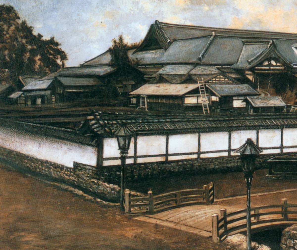 高橋由一『宮城県庁門前図』 59x30cm 複製 高品質◆ 黒田清輝 藤田嗣治 和田英作 絵画 美術 近代洋画 油彩画 日本画_画像4