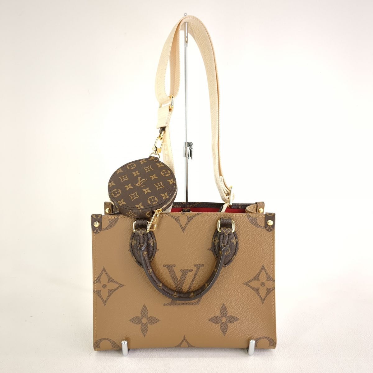 極美品 LOUIS VUITTON ルイヴィトン M46373 モノグラム RFIDタグ オンザゴーPM ショルダーバッグ 付属ミニポーチ・保存袋付 ◆3102/掛川店