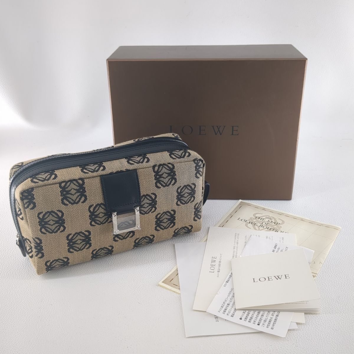 ロエベ　コスメポーチ　アナグラム　キャンバス　レザー　LOEWE　中古　◆3114/高洲店_画像8