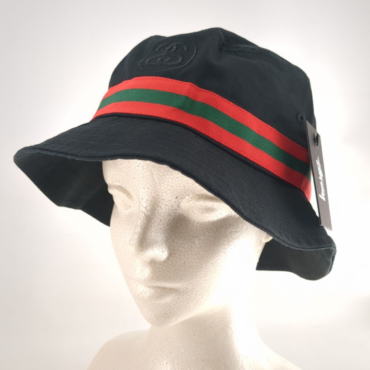 ステューシー ハット S/M ブラック SS LINK BAND BUCKET HAT stussy 帽子 古着 中古 ◆3114/高洲店の画像1