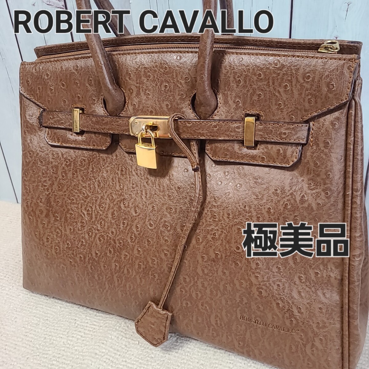 【極美品】ROBERT CAVALLO ロベルト カヴァロ ハンドバッグ オーストリッチ 大容量_画像1