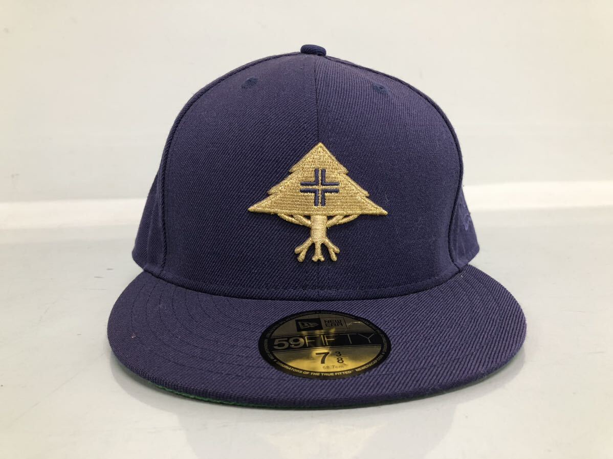 H■① NEW ERA × LRG ニューエラ エルアールジー キャップ 59FIFTY 7 3/8 パープル×グリーン TRUE HEADS ツリー 刺繍 帽子 ファッション _画像2