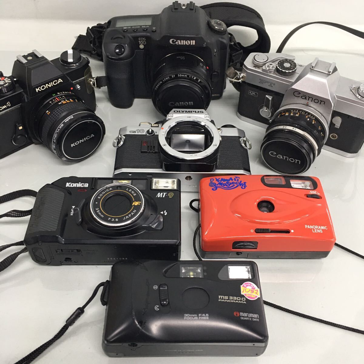 SU# Junk # camera together 7 point set Canon Canon Konica Olympus maruman film camera single‐lens reflex operation not yet verification part removing 